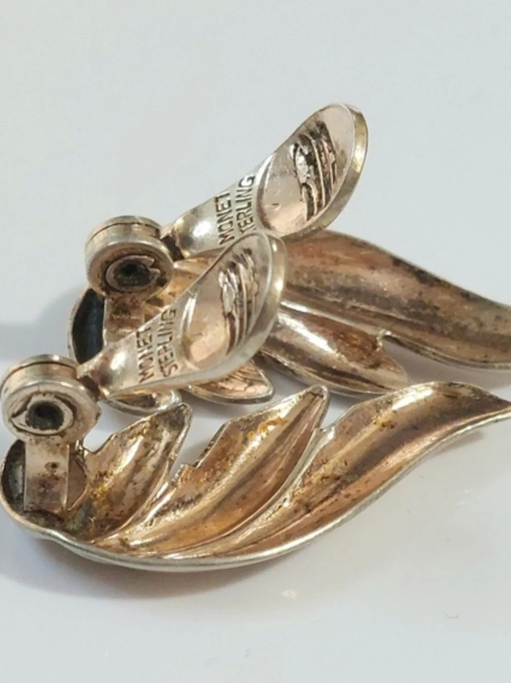 Monet 1040s Sterling Clip On Earrings - Vintage Silver Womens Jewelry